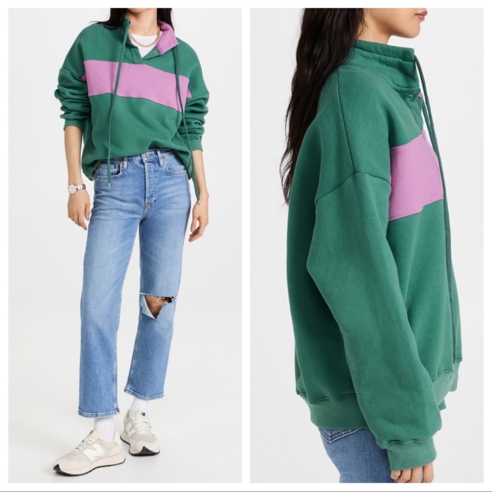 Sundry Collar Colorblock Pullover Sweatshirt Sz Small